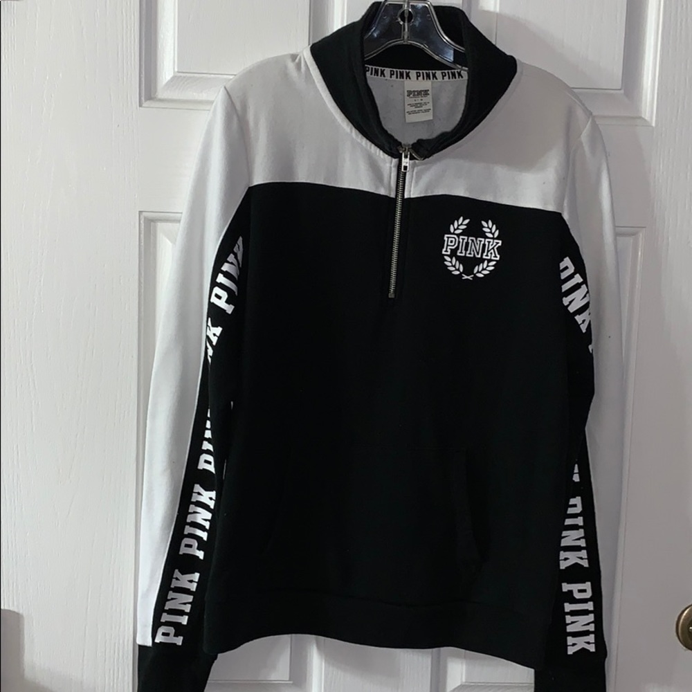 PINK sweater black and white size large used